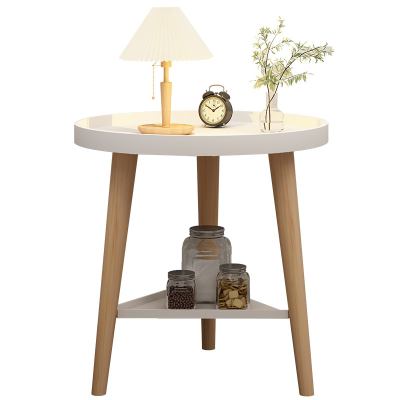 Storage small coffee table living room sofa side table bedside table Nordic balcony afternoon tea small round table simple double-layer tea table