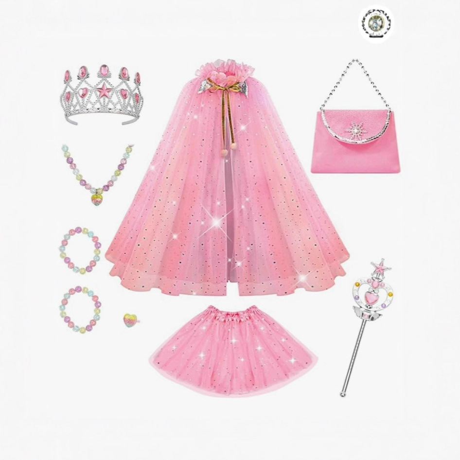 Кросс-бордерный костюм принцессы Эльзы для девочек, вечернее платье с плащом, украшение, корона, сумка