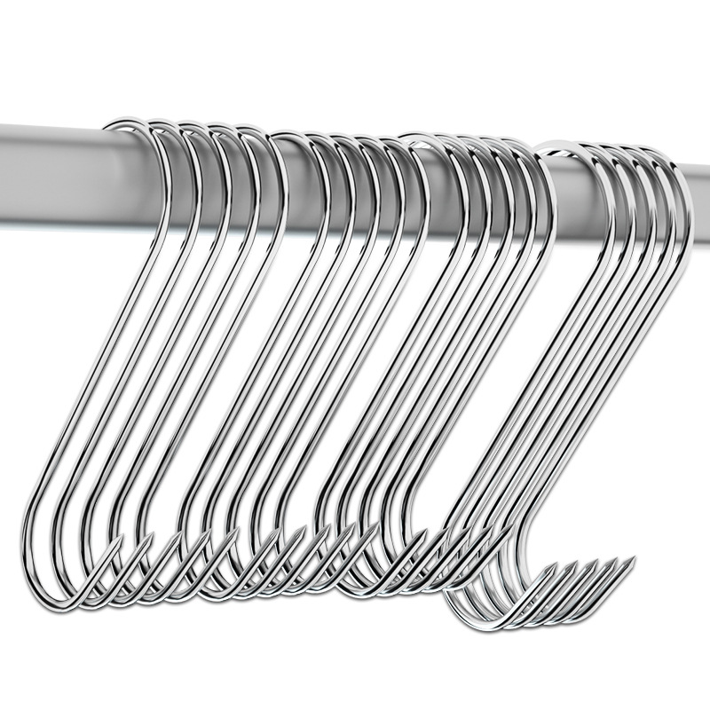 Bold solid stainless steel bacon hook dried pork dried fish roast duck chicken pointed S-shaped hook fragrant sausage hook