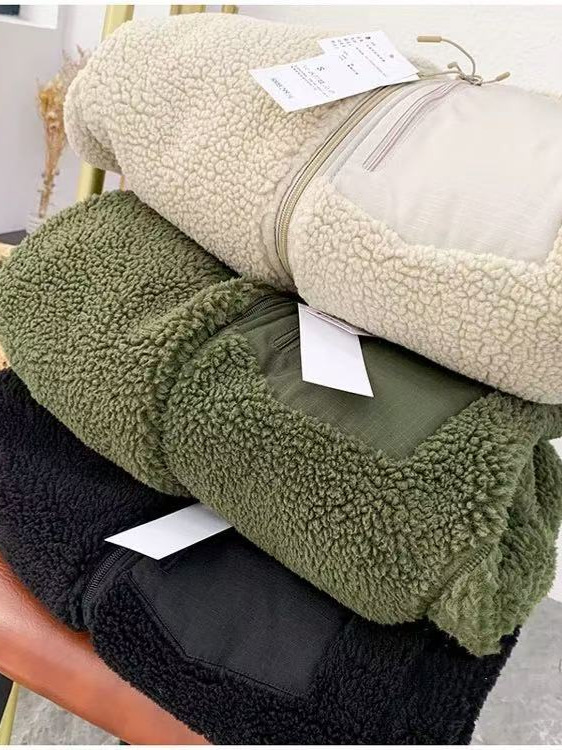 Japanese Style Goods Sheep Spring, Autumn and Winter Windproof and Warm Composite Polar Fleece Stand Collar Outwear Lamb Wool Couple Model 473071