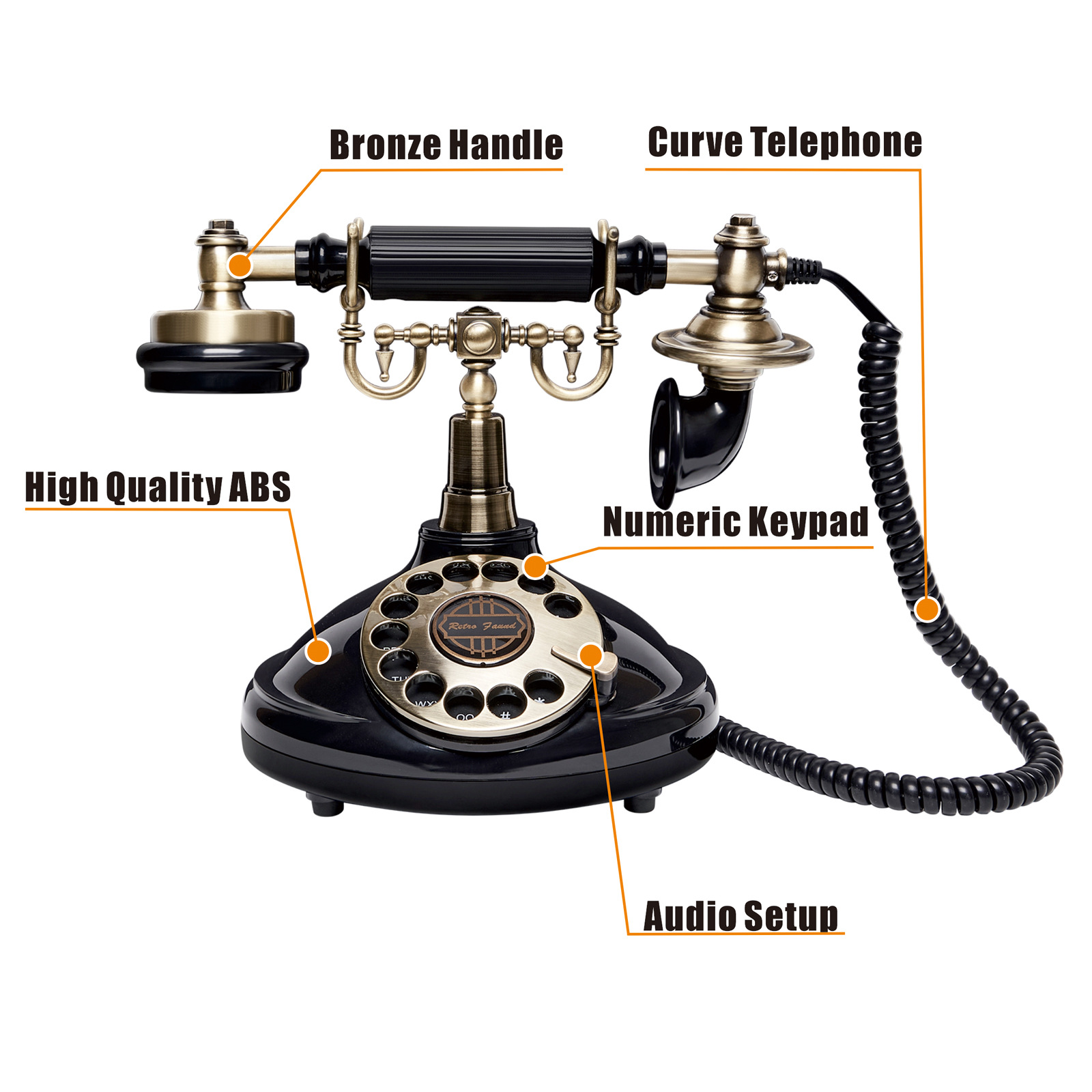 Recording Retro Telephone Message Antique Rotating Telephone Office Hotel Wedding Party Cross-Border