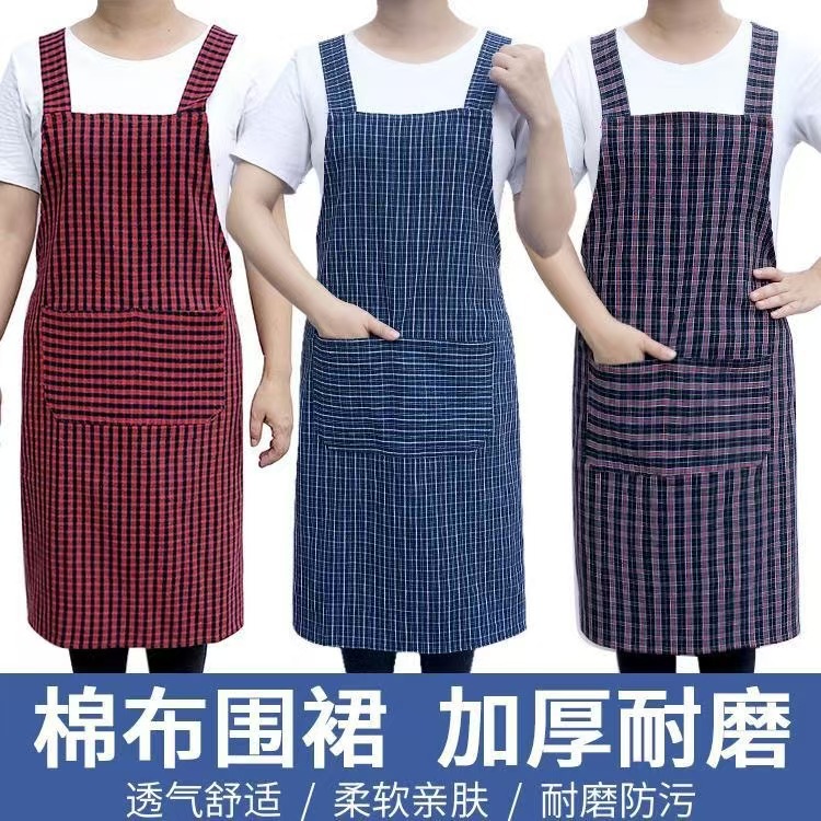 Старый хлопковый фартук для мужчин и женщин, кухонный, антизагрязняющий, дышащий, утолщенный, с подтяжками, оптовая продажа