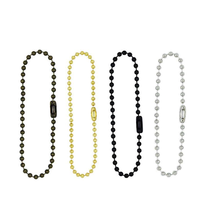 Factory direct supply 2.4mm metal bead chain DIY down jacket tag chain electroplated stainless steel bead chain wholesale