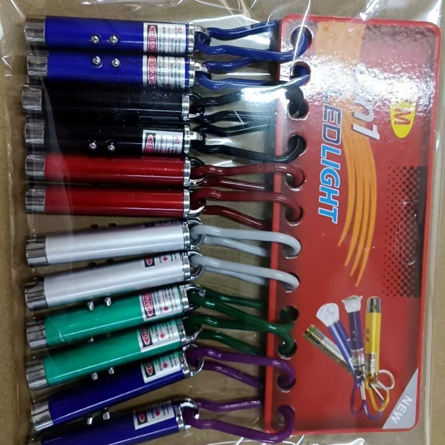 Multifunctional Plastic Buckle Hanging Card Straight Tube Three-In-One Laser Light Purple Light White Light Strong Light Laser Pen Purple Light Laser