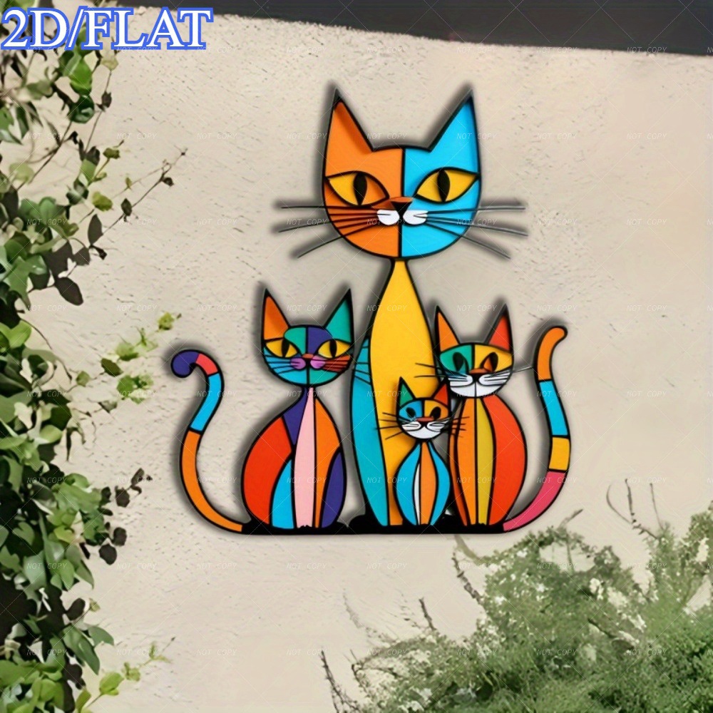 Scandinavian Style Cute Cartoon Cat Wall Decoration Mural Home Courtyard Garden Art Decoration Hanging Wall Decoration Crafts