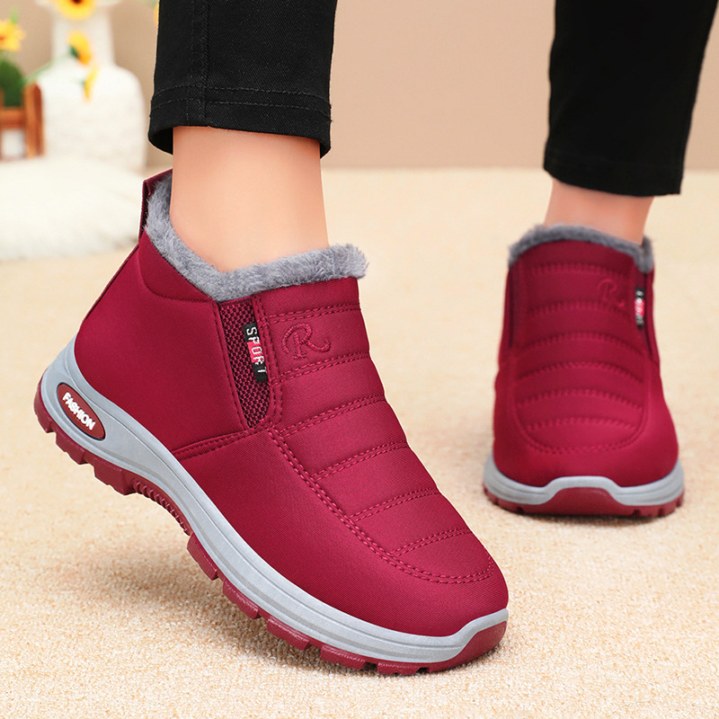 Cotton Shoes 2025 Autumn and Winter Women's Cross-Border Dropshipping Mom's Shoes Warm Casual Elderly Shoes Slip-On Fleece-Lined Thickeneded Cotton Boots