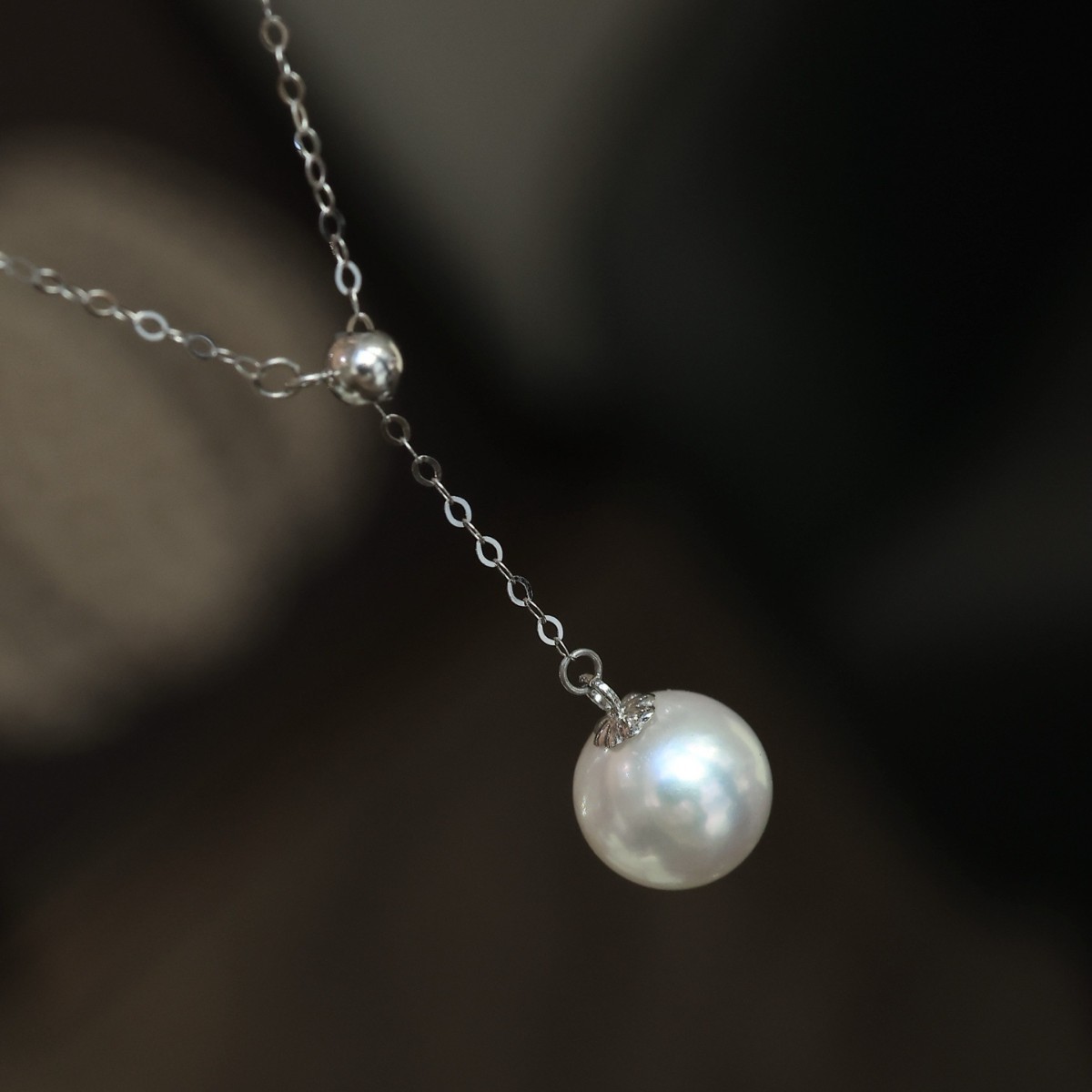 Pt900 Accessories Platinum Y-Shaped O Chain Necklace Picture Beads 9-10Mm7060Yp Weighs about 0.65g