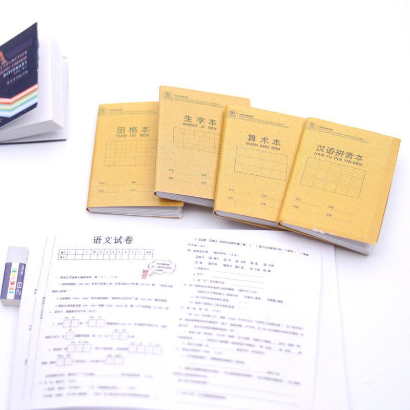 Miniatures Simulation Workbook Homework Dollhouse Doll House Primary School Classroom Life Scene Pocket DIY Ornaments