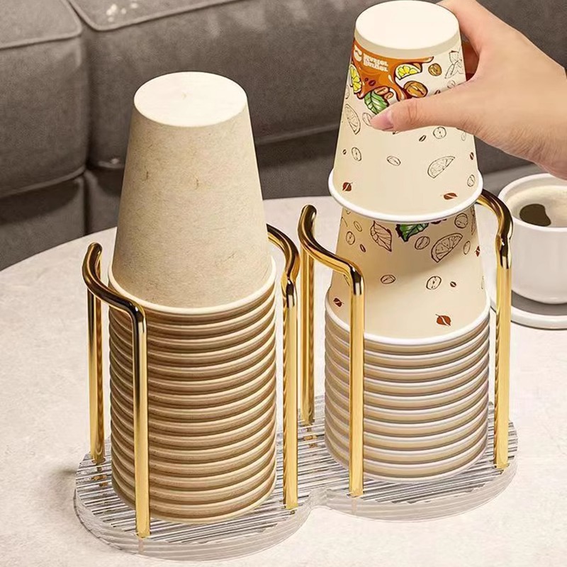 Cross-Border Light Luxury Paper Cup Holder Disposable Cup Cup Taker Desktop Storage Acrylic Tea Cup Commercial Water Cup Storage