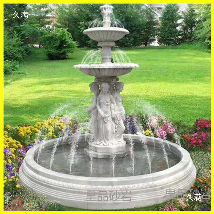 Sandstone Fiberglass Water Spray Splicing Fountain European Style Fountain Outdoor Water Feature Sculpture