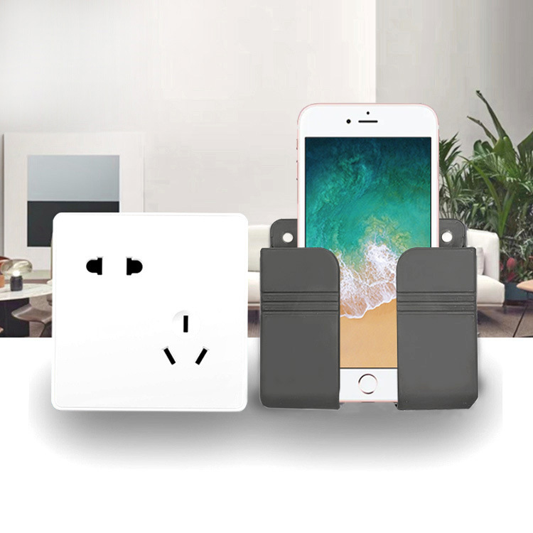 Wall-Mounted Mobile Phone Charging Box Holder Paste Remote Control Base Punch-Free Wall Storage Rack Base Wholesale