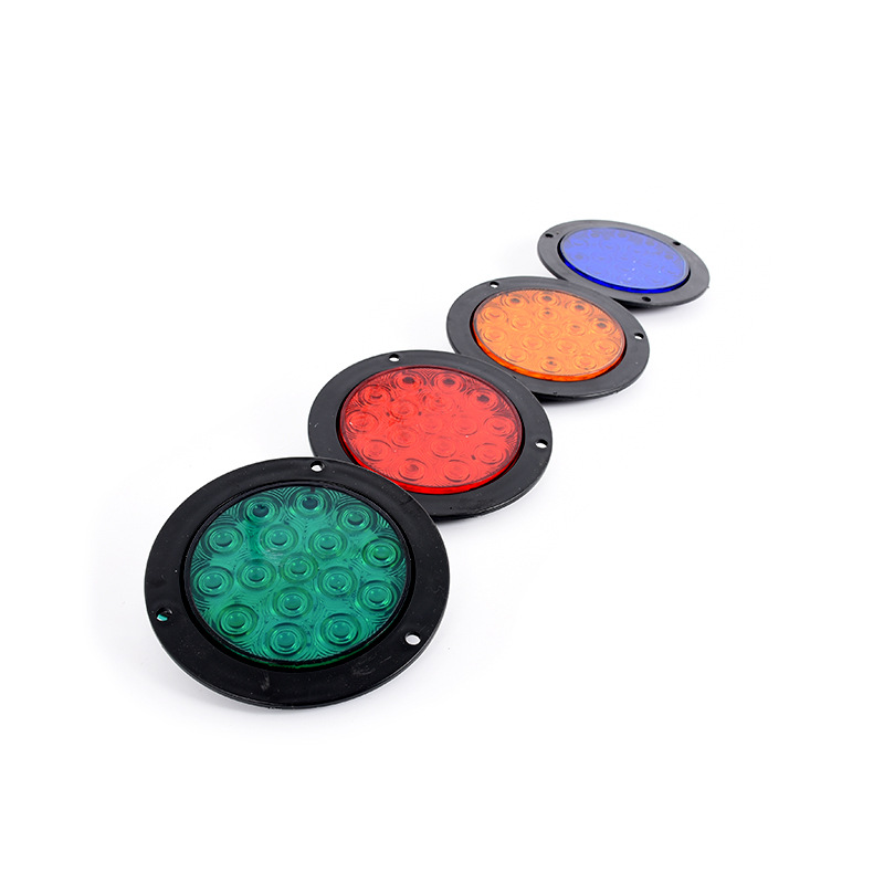 Cross-border supply 24vled trailer truck tail light truck 4 inch medium set single light round light two-color rubber light