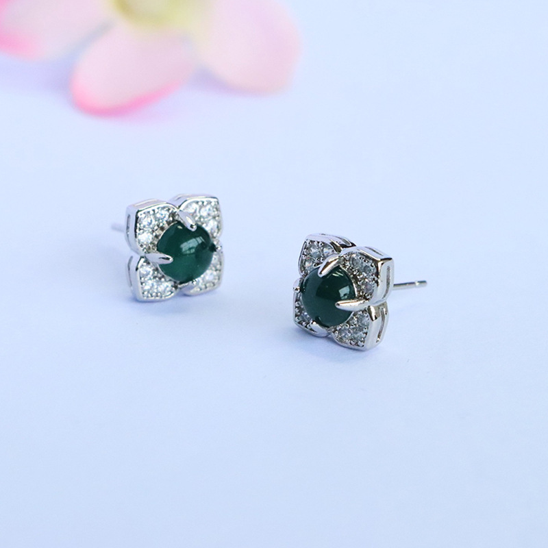 Guan Yu Natural Grade a Jade Earrings Blue Water Jade Ear Hooks Kuaishou Douyin Live Wholesale S5070503L