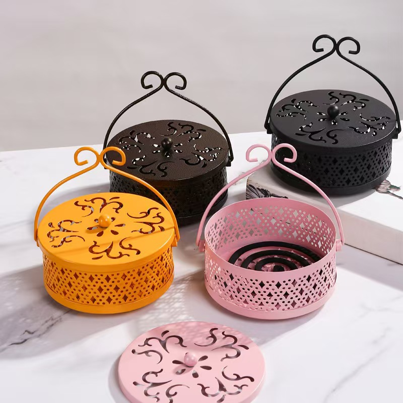 Железная панель для инсектицидных благовоний, домашний артефакт, подставка для инсектицидных благовоний, огнеупорная, защищающая от ожогов с крышкой, большая креативная коробка для аромата, курильницы