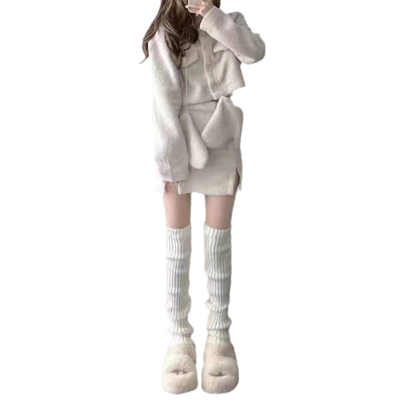 Autumn and Winter Warm Vertical Stripesd Knitted Pile Socks Japanese Style Jk Girl Calf Socks Ins Sexy Cold Protection Versatile Legs