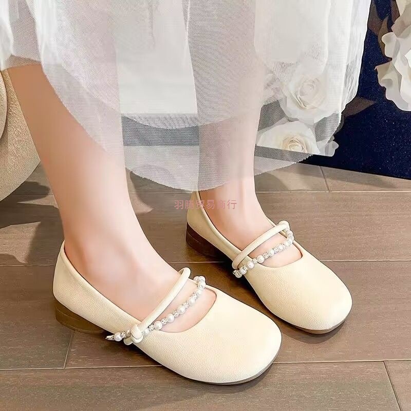 Matching Skirts and Flats for Women 2025 Spring and Summer Evening Shoes New Mary Jane Versatile Soft Leather Beanie Flats