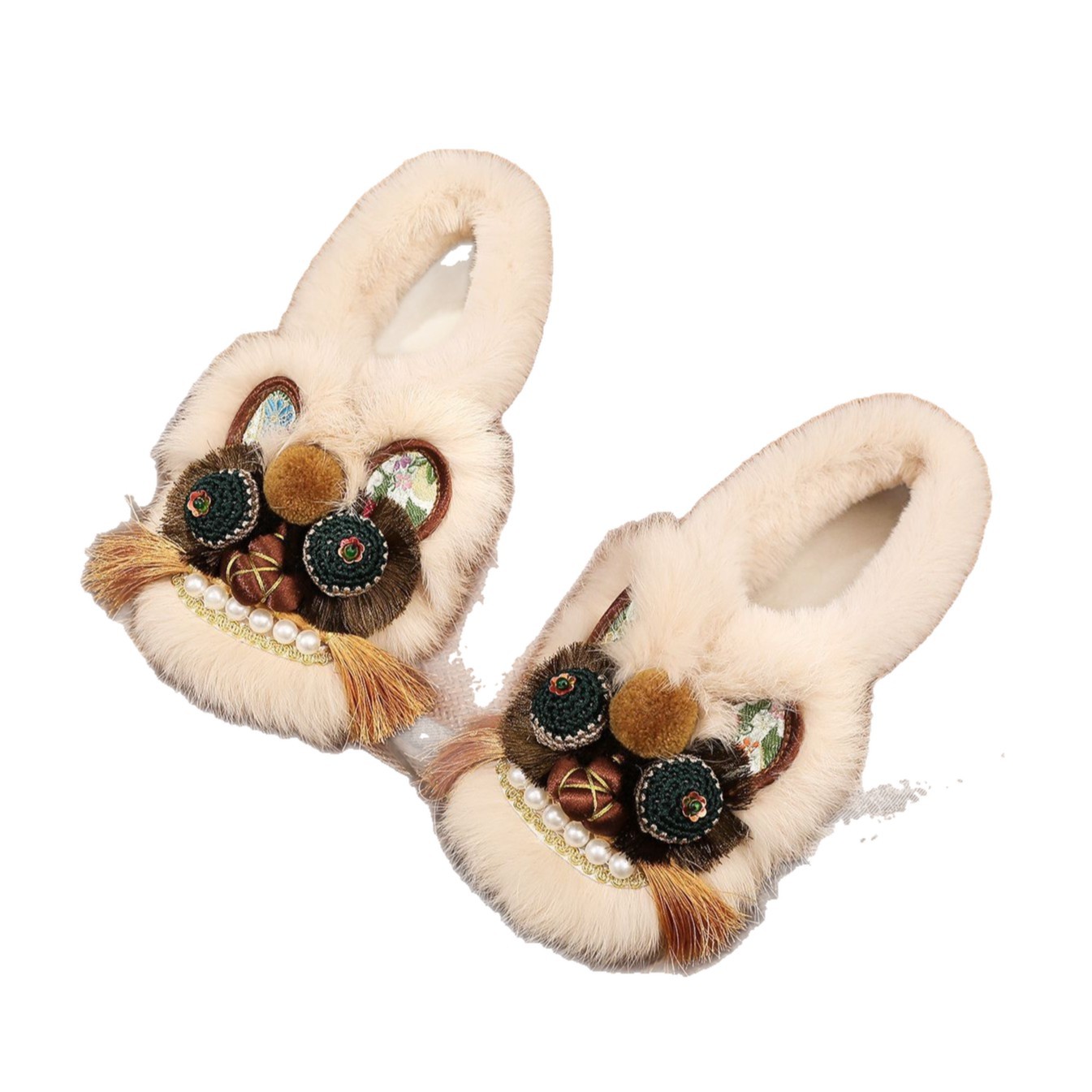 New Fashion Retro Layered Sole Handmade Tiger Head Cloth Shoes for Adults, Original Hanfu Shoes with Ethnic Style