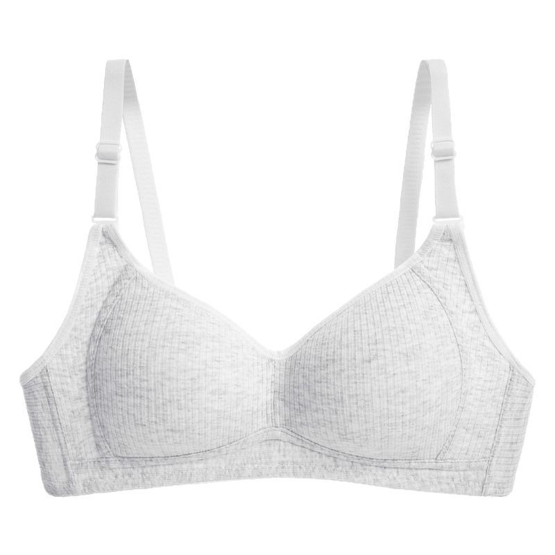 Japanese-Style Simple Girl Bra Without Underwire Pure Cotton Underwear for Female High School Students Small Chest Push-Up Side Breast Gathering Underwear for Women