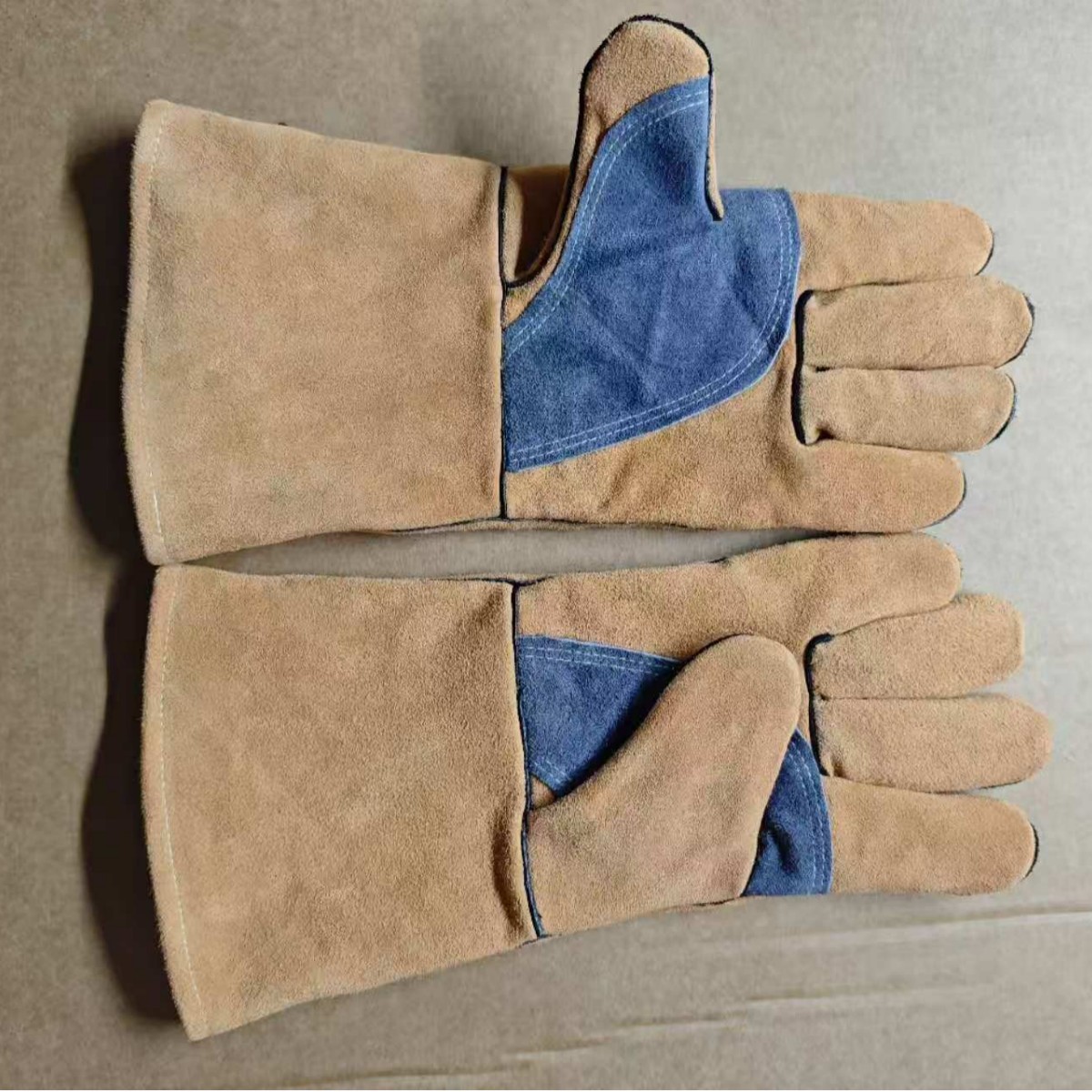 New Brown Leather Double-Layer Gloves, Welder's Wear-Resistant and Heat-Insulating Welding Gloves, Welding Leather Labor Protection Gloves