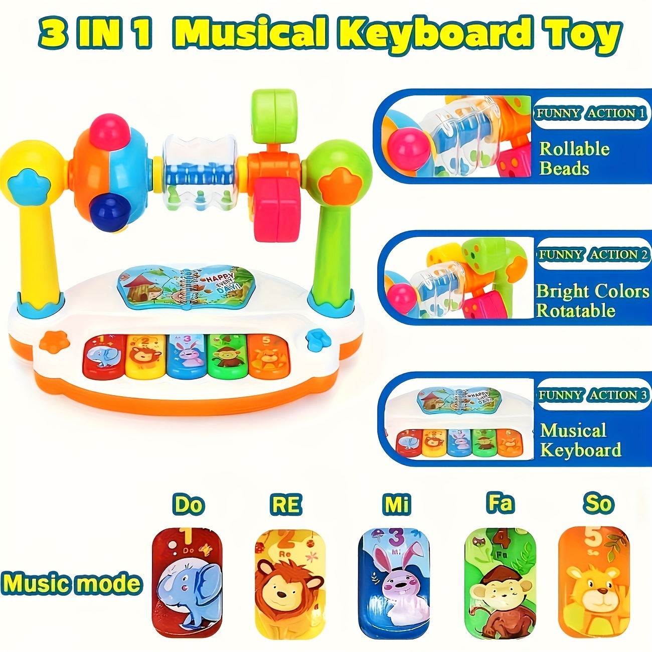 Cross-Border Educational Music Kingdom Baby Electronic Keyboard Toy Multi-Functional with Light Baby Early Education Singing Story