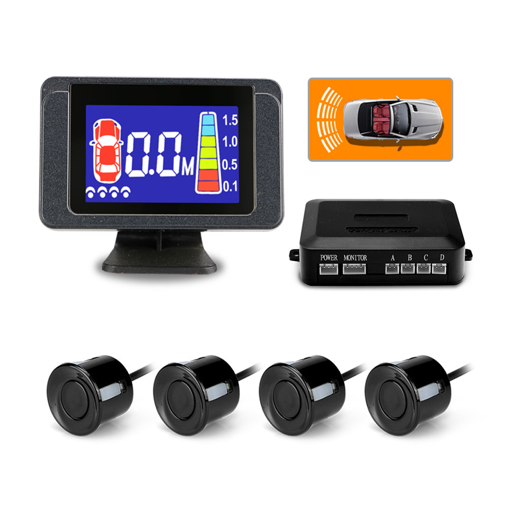 Радар заднего хода с 4 датчиками, цветной светодиодный ЖК-дисплей и сигнализация для автомобилей