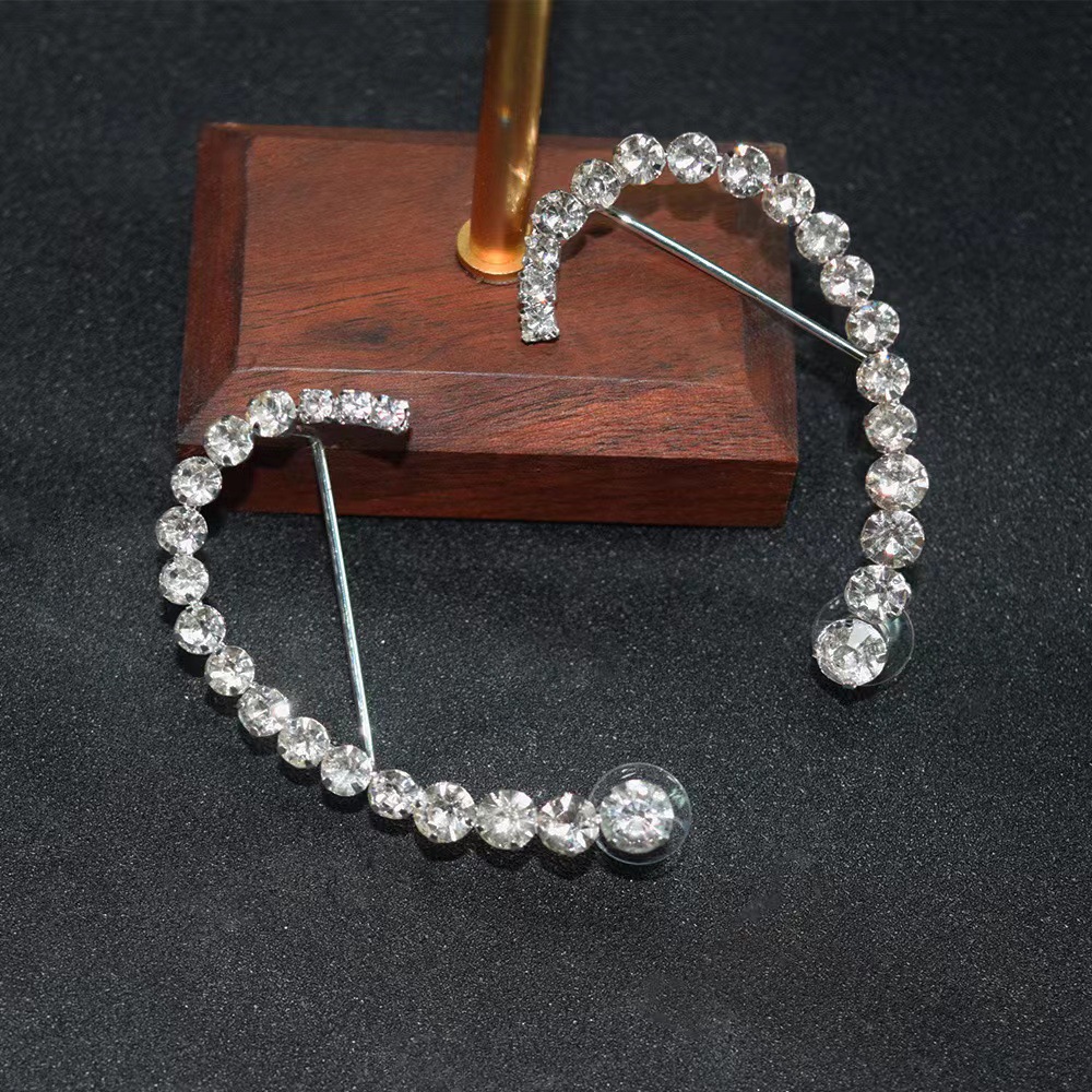 Cross-Border Hot-Selling High-End Accessories Simple Style Geometric Rhinestone Earrings European and American Personalized Simple Earrings for Men and Women