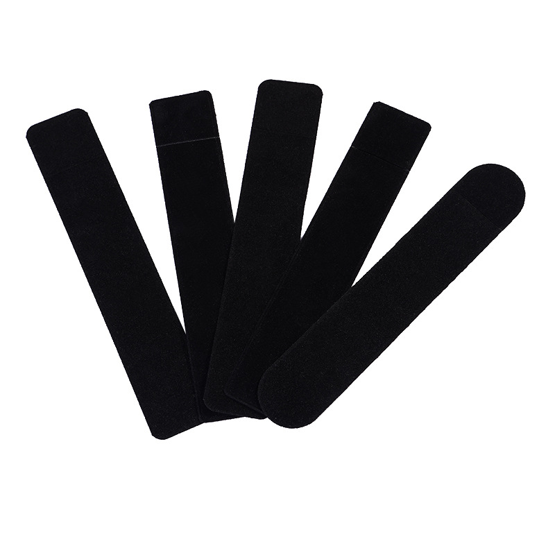 One-sided velvet pen packaging bag voltage process bronzing logo spot black flocking velvet pencil case