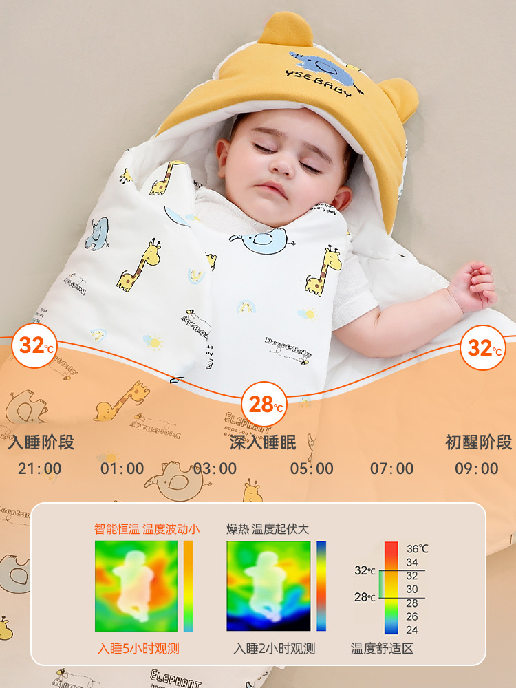 Baby Blanket, Autumn and Winter Thickeneded Sleeping Bag, Newborn Clothes, Newborn Baby Winter Spring & Fall Pure Cotton Outing Blanket