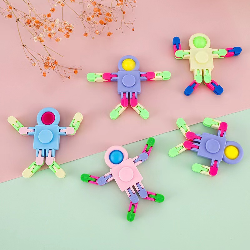 Spaceman gyro chain children's mecha mechanical deformation rotating decompression changeable fingertip gyro robot toy