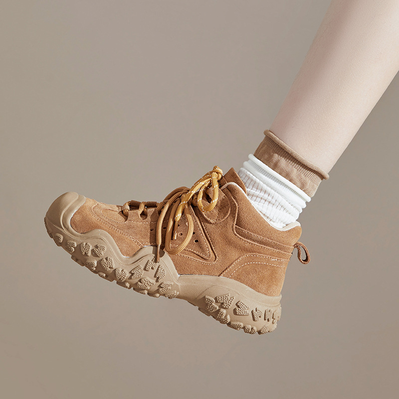 Mountaineering Leather Boots 2026 New Canvas Shoes Short Boots British Style Casual Martin Boots Women's Boots Non-Slip and Wear-Resistant