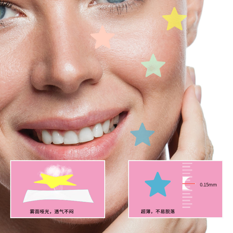 Colorful Star Acne Patch Chinese Bag Five-Pointed Star Heart Makeup Artificial Skin Protects Wound and Covers Acne