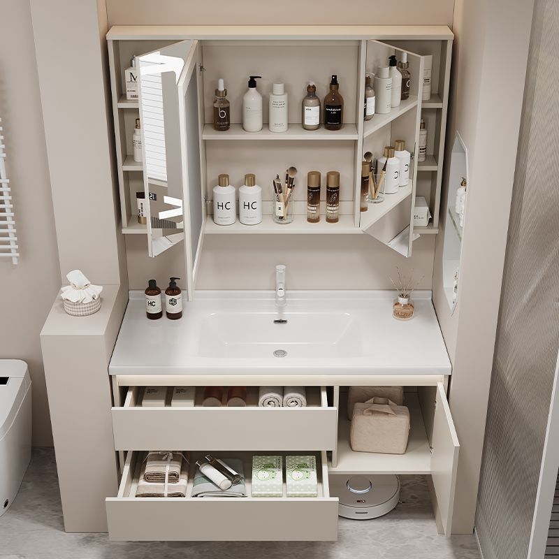 Cream Feng Shui 76 86 96 116 Non-Standard Washbasin Ceramic Integrated Bathroom Cabinet Set