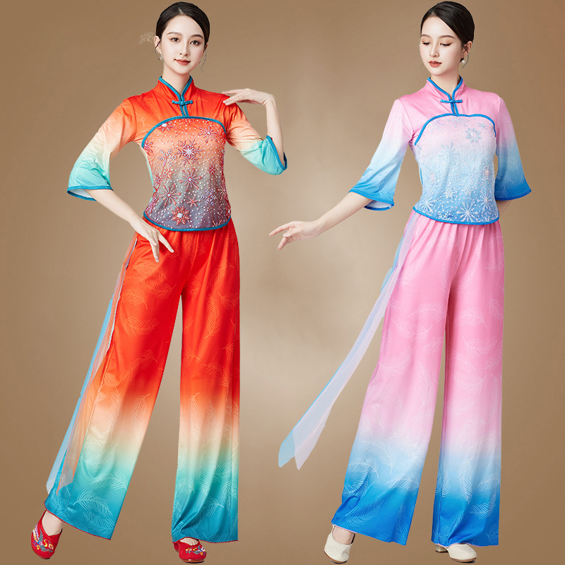 Новый классический костюм для танца с веером квадратного танца костюм для танцев Янко для пожилых людей