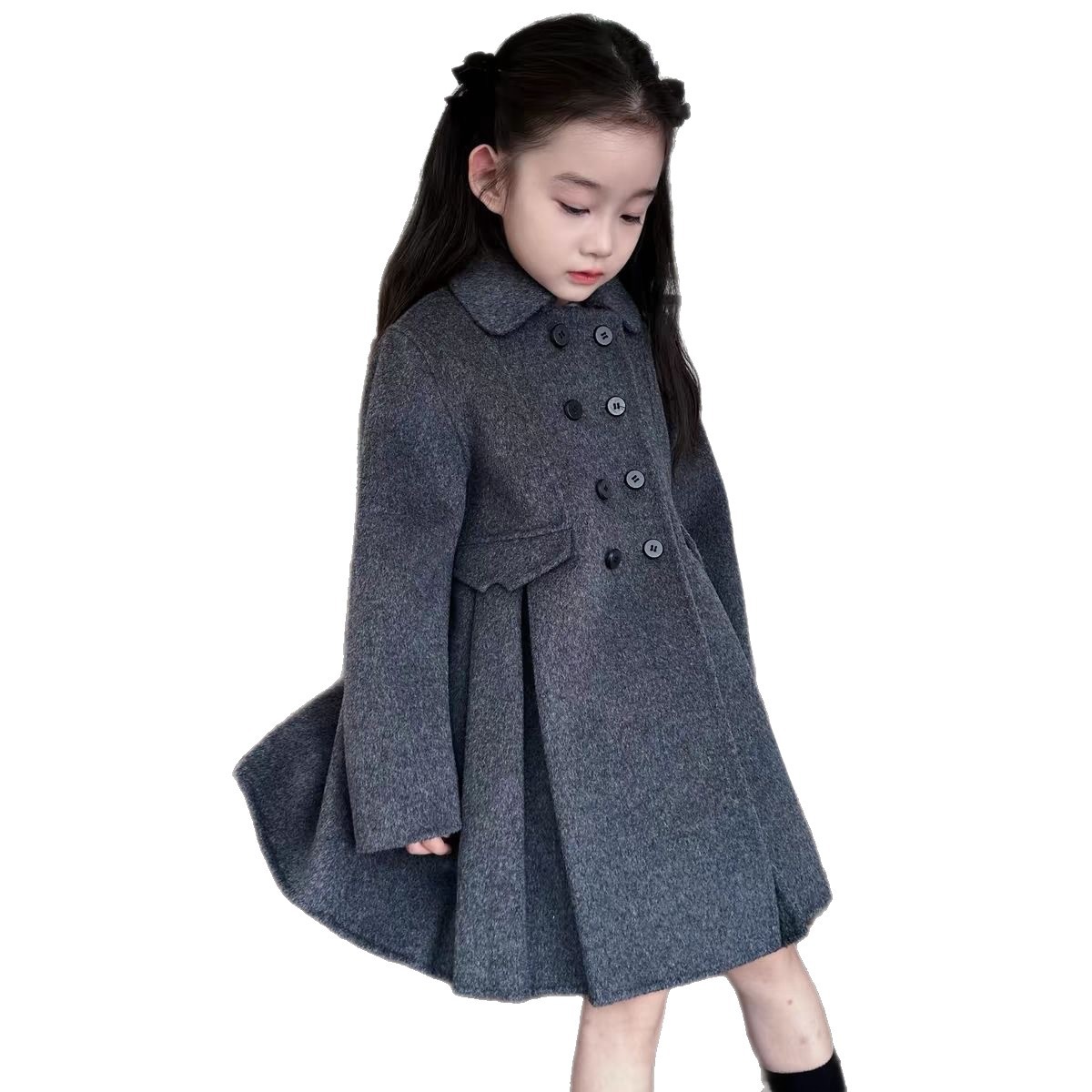 Girls Korean Style Double-Sided Woolen Outwear Kidsren's Clothing 2025 Spring & Fall New Style Baby Style Kidsren's Woolen Outwear