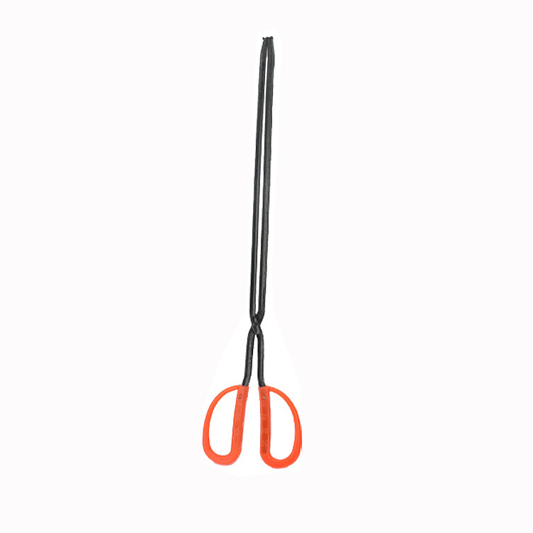 Garbage clip long handle flat head fire tongs environmental protection clip picker manual iron tongs barbecue charcoal tongs square red handle tool