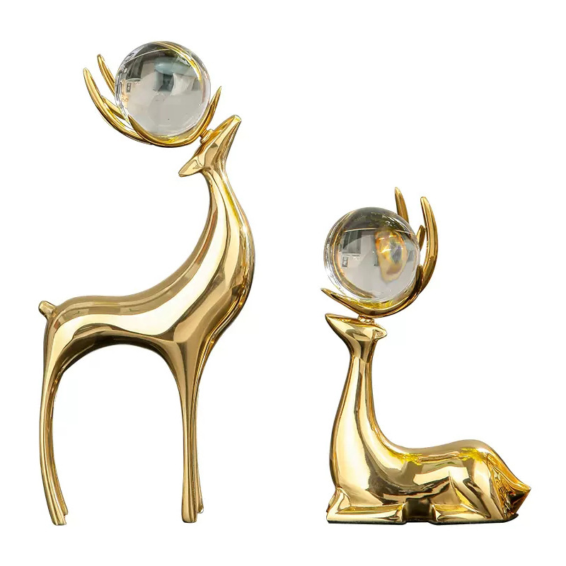 European Metal Copper Deer Home Furnishings Accessible Luxury Modern Hotel Club House Wine Cabinet Living Room Entrance Decorations