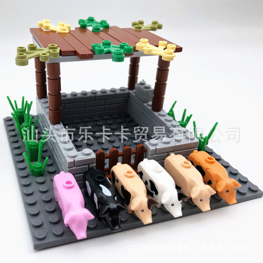 Части строительного блока Пятачка Животные Малые частицы Аксессуары Игрушка для сборки Фермерский свинарник Совместимо с 34280 Образовательная сборка
