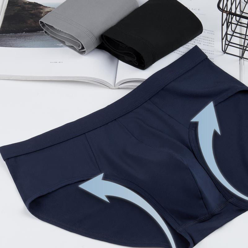 Cross-Border Popular Men's Briefs Solid Color Simple Youth Underwear Soft, Comfortable and Breathable Briefs Wholesale