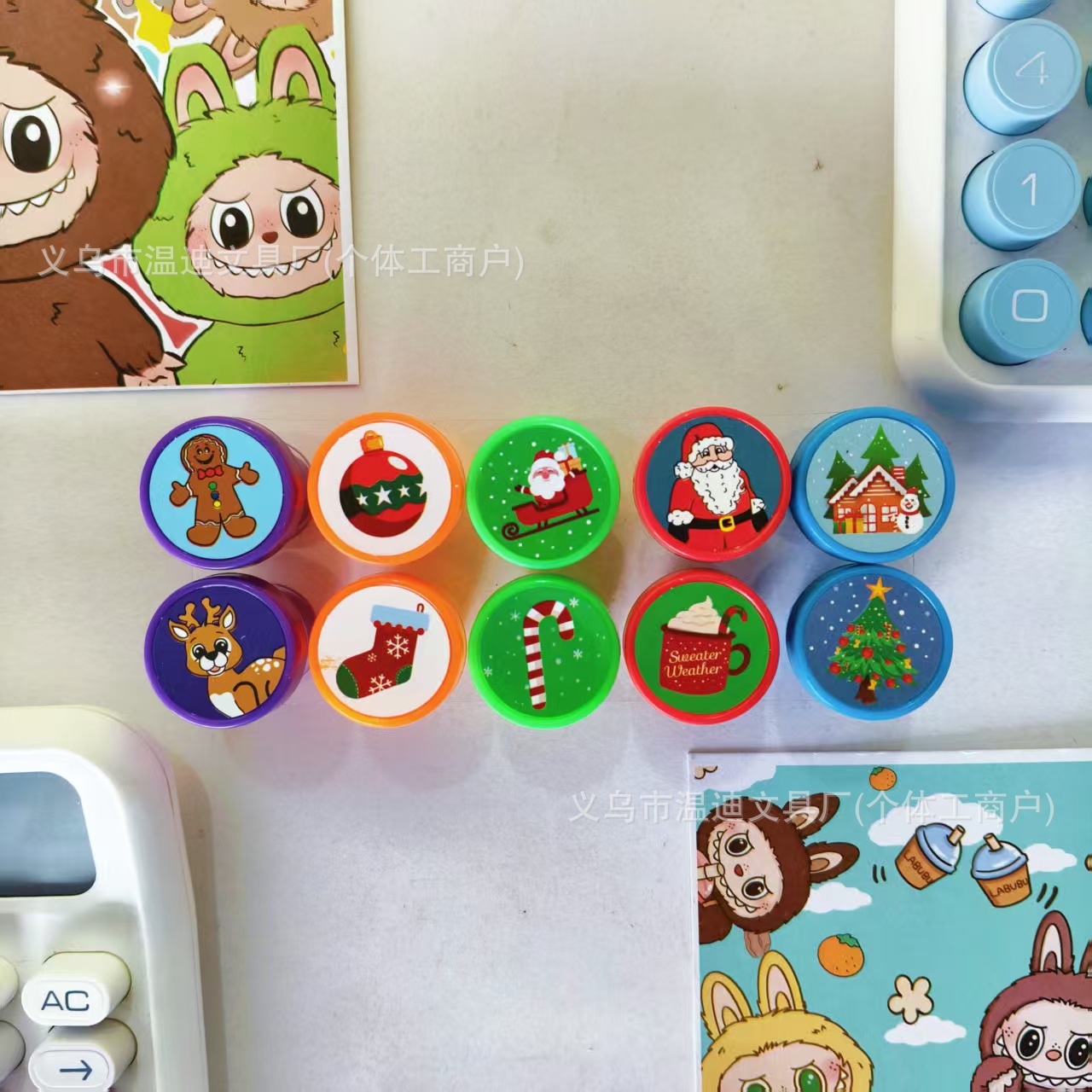 Cross-Border Christmas 10 Boxed Kidsren's Seals Fun Animal Engineering Vehicle Creative Comments Stamping Seal Set