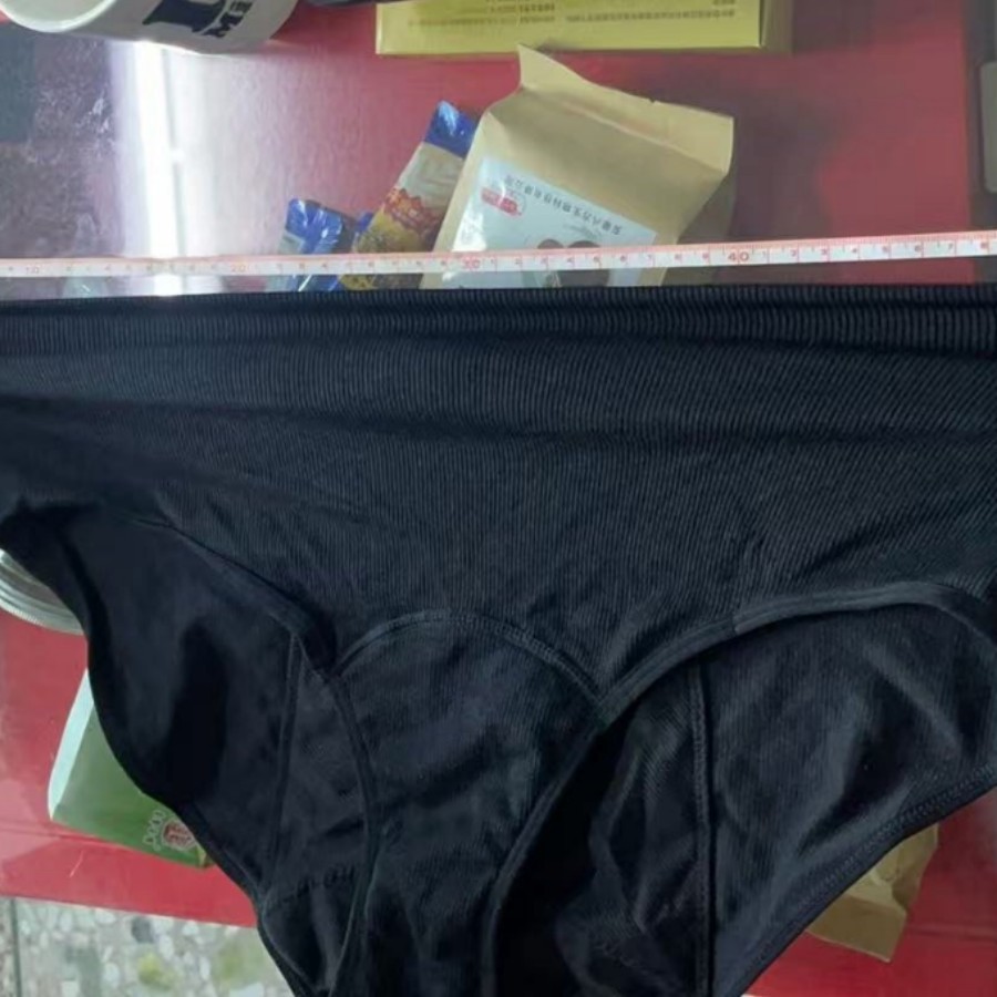 Foreign order stock tail goods miscellaneous black cotton/polyester mixed ladies physiological period briefs