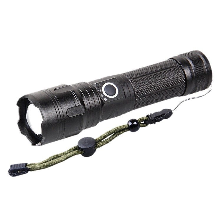 Cross-border P70 flashlight Type-C charging strong light USB charging output long-range telescopic LED outdoor flashlight