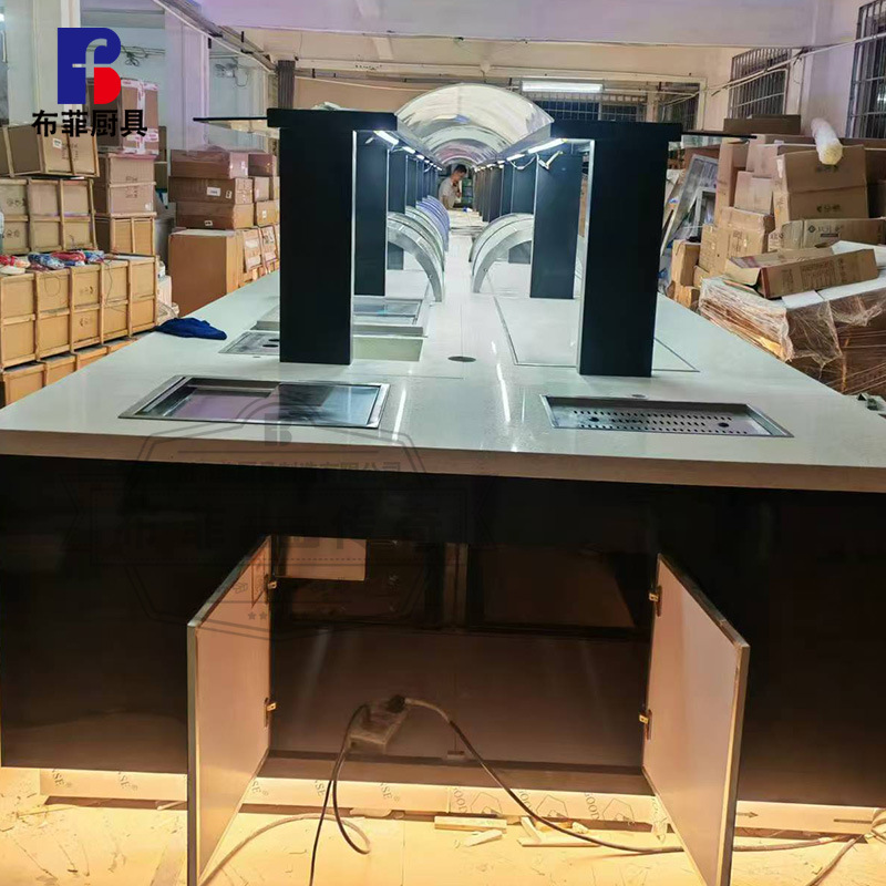 Manufacturer Designs and Customizes Hotel Catering Export Buffet Table with Luminous Water Heating, Insulation and Refrigeration Dishware Warehouse Integrated Dining Table