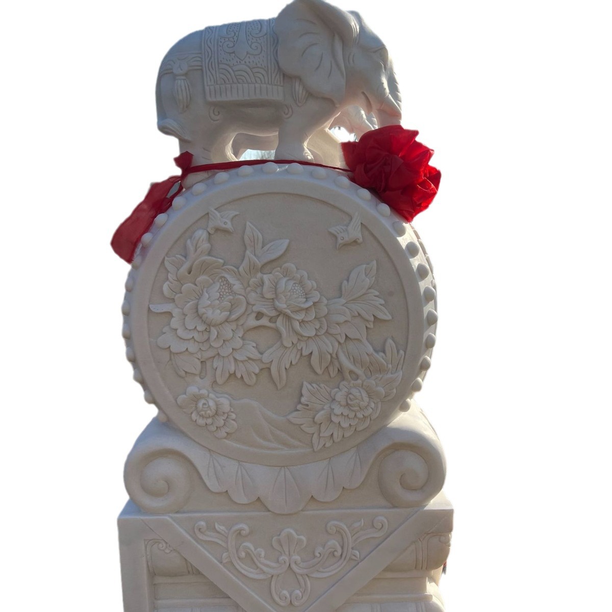 Bluestone Pixiu Stone Elephant Courtyard Door Ornaments Stone Carving Door Pier Drum Holding Stone White Jade Elephant Villa Door Drum Ornaments