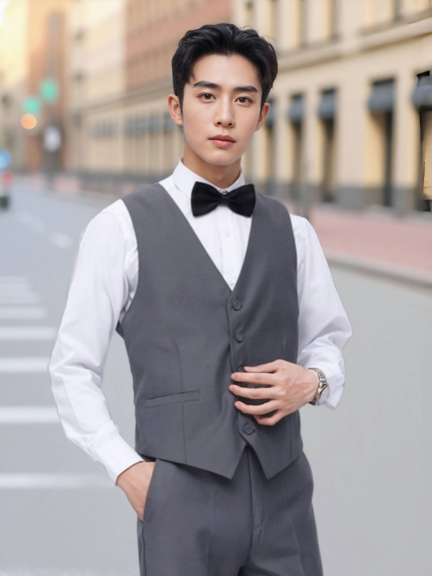 Groomsman Suit Vest Combination Three-Piece Men's Suit Vest Suit Business Work Clothes Choir Work Professional Wear