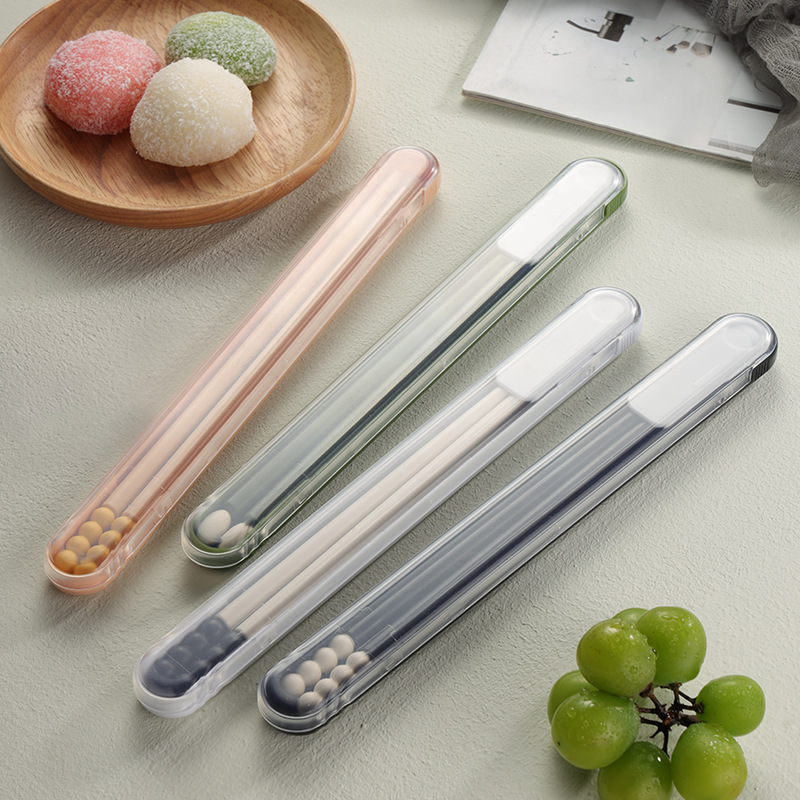 Коробка для палочек для еды бесшумная ABS пищевая портативная нержавеющая сталь контейнер для хранения для улицы ударопрочная прозрачная коробка для одиночных и парных палочек