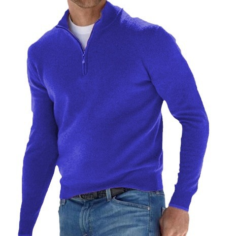2023 Independent Station Amazon New Autumn Long Sleeve V Neck Wool Velvet Zipper Men's Casual Top Polo Shirt