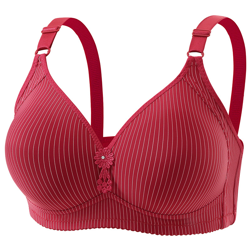 Cross-Border Exclusive Manufacturer for Middle-Aged and Elderly Women's Wireless Plus-Size Thin Breathable Non-Magnetic Underwear, Push-Up Comfortable Bra