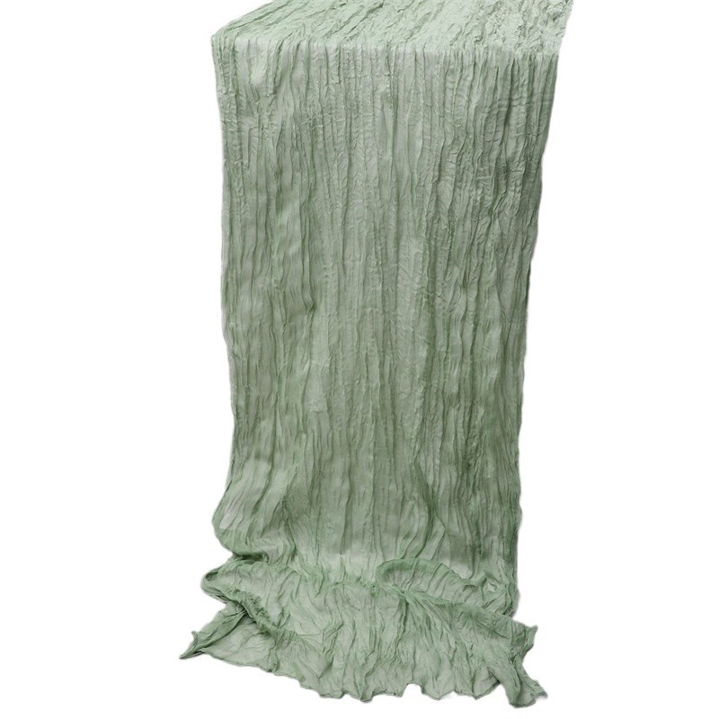 Cross-Border New Hot Selling Cheese Table Runner Pleated Cloth Bohemian Style Voile Tablecloth Wedding Party Decoration