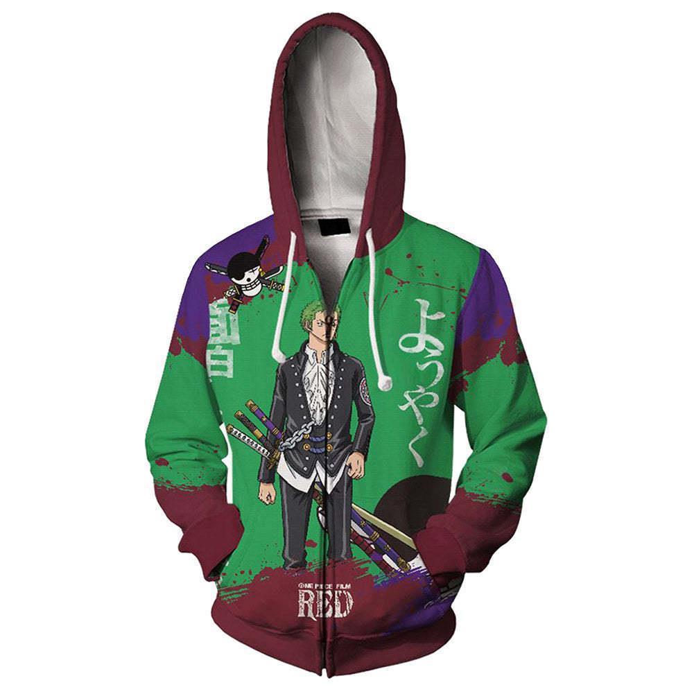 2023 new anime One Piece casual zipper hooded sweater 3D digital printing cosplay peripheral wholesale