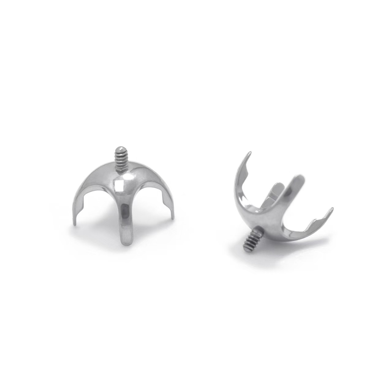 G23 Titanium Alloy Round Bottom Four-Prong Zirconia Rose Cut Ear Bone Stud Earring Empty Holder DIY Jewelry Accessories